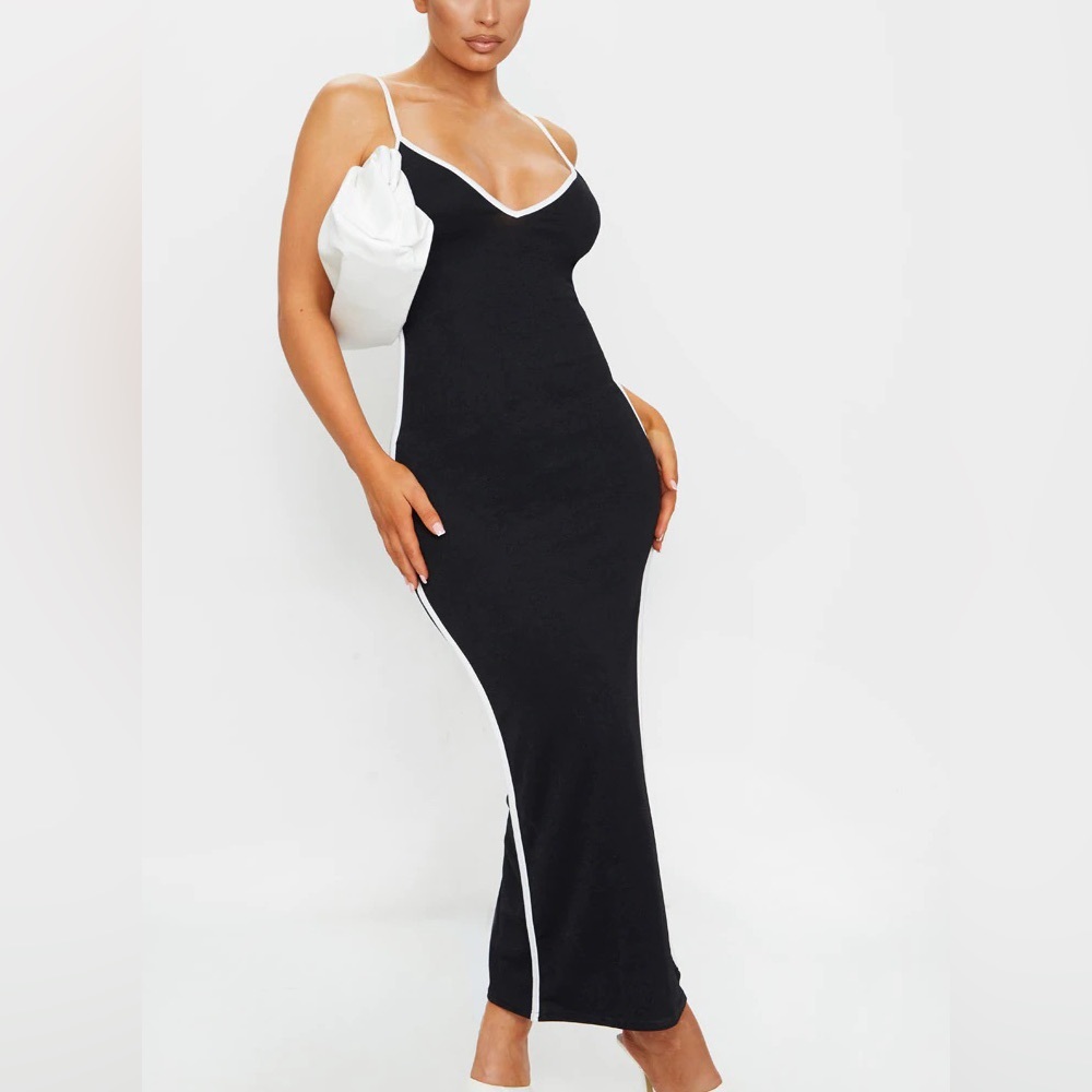 Black and white contrast dress